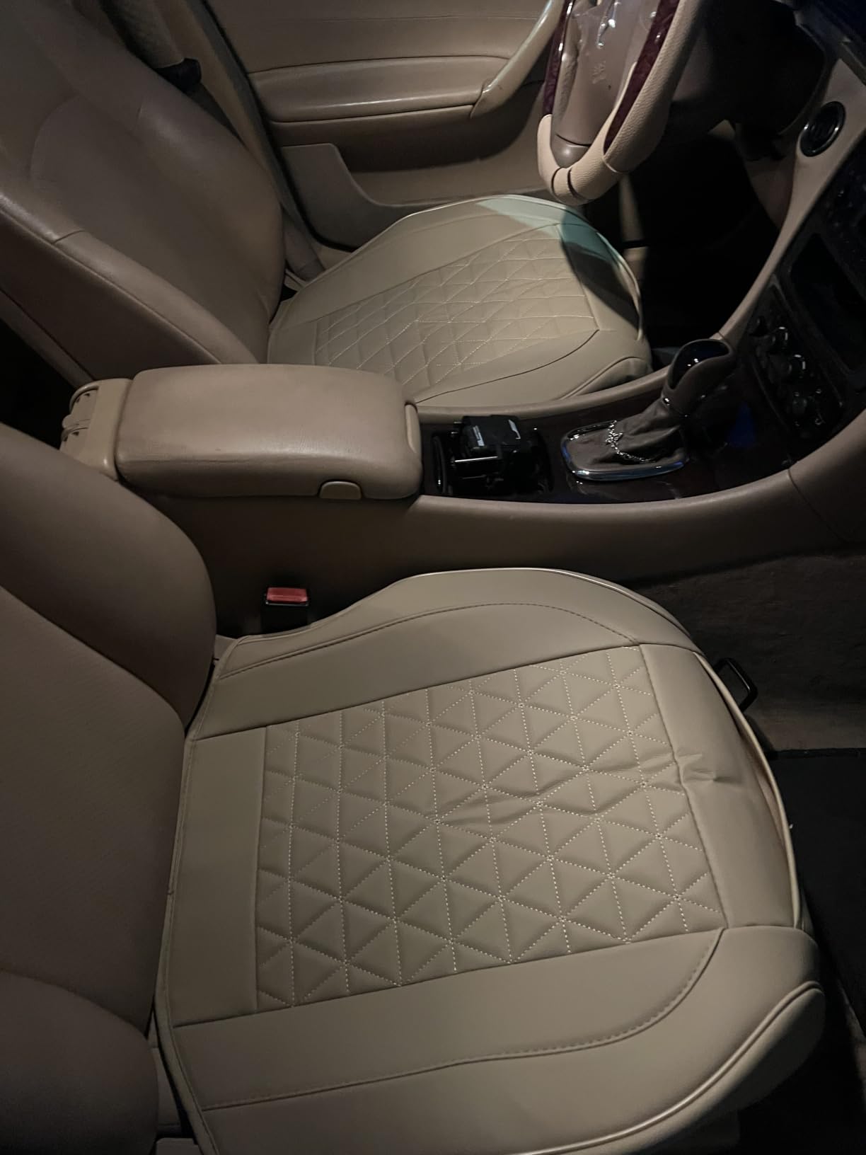 Black Panther Luxury Polyvinyl Car Seat Cover Front Bottom Seat Cushion Cover, Anti-Slip and Wrap Around The Bottom, Fits 95% of Vehicles - 1 Piece,Beige customer photo 2