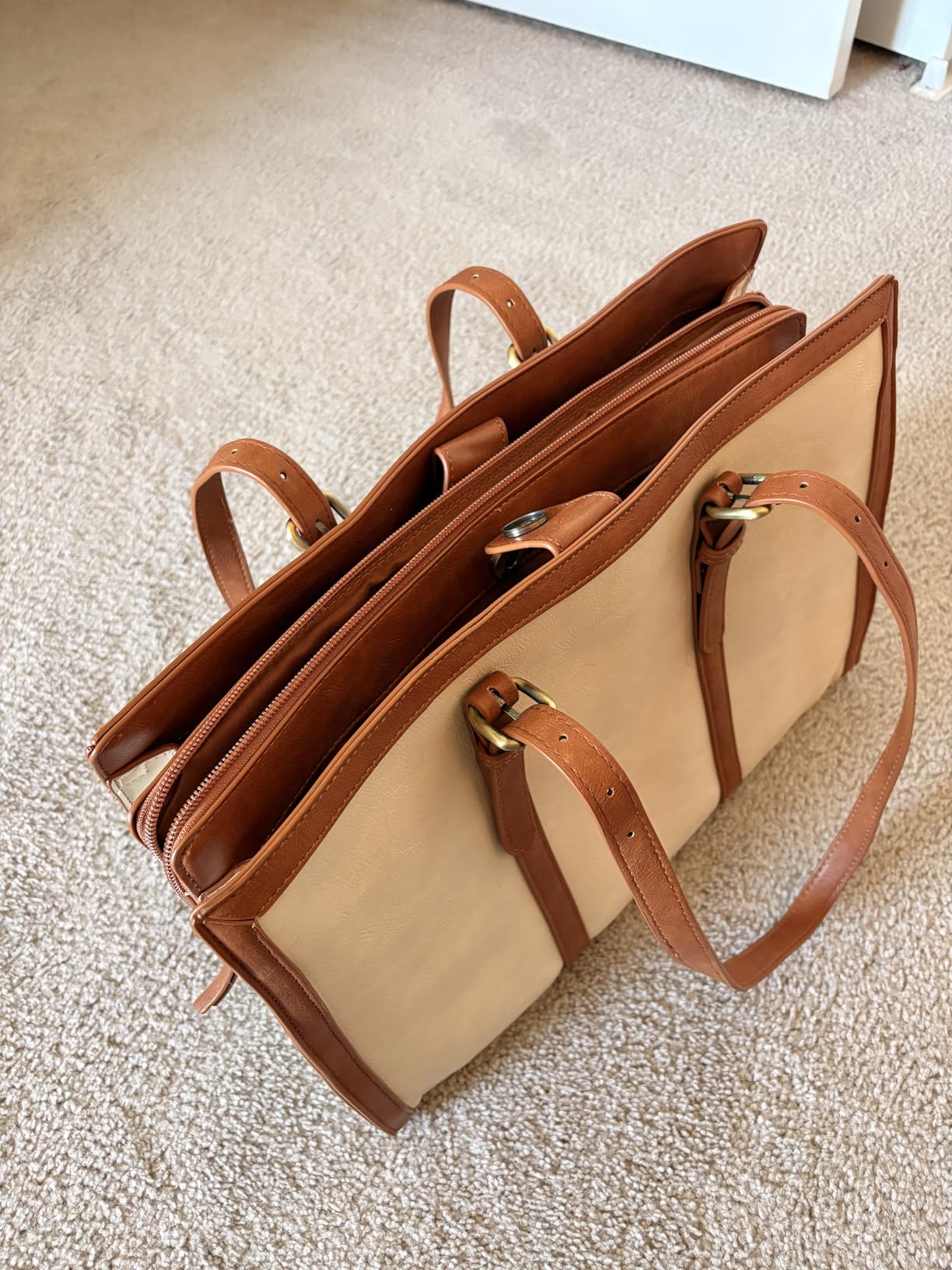ECOSUSI Laptop Bag For Women 15.6 Inch Work Tote Bags PU Leather Computer Purse For Business Office With 3 Layer Compartments customer photo 2