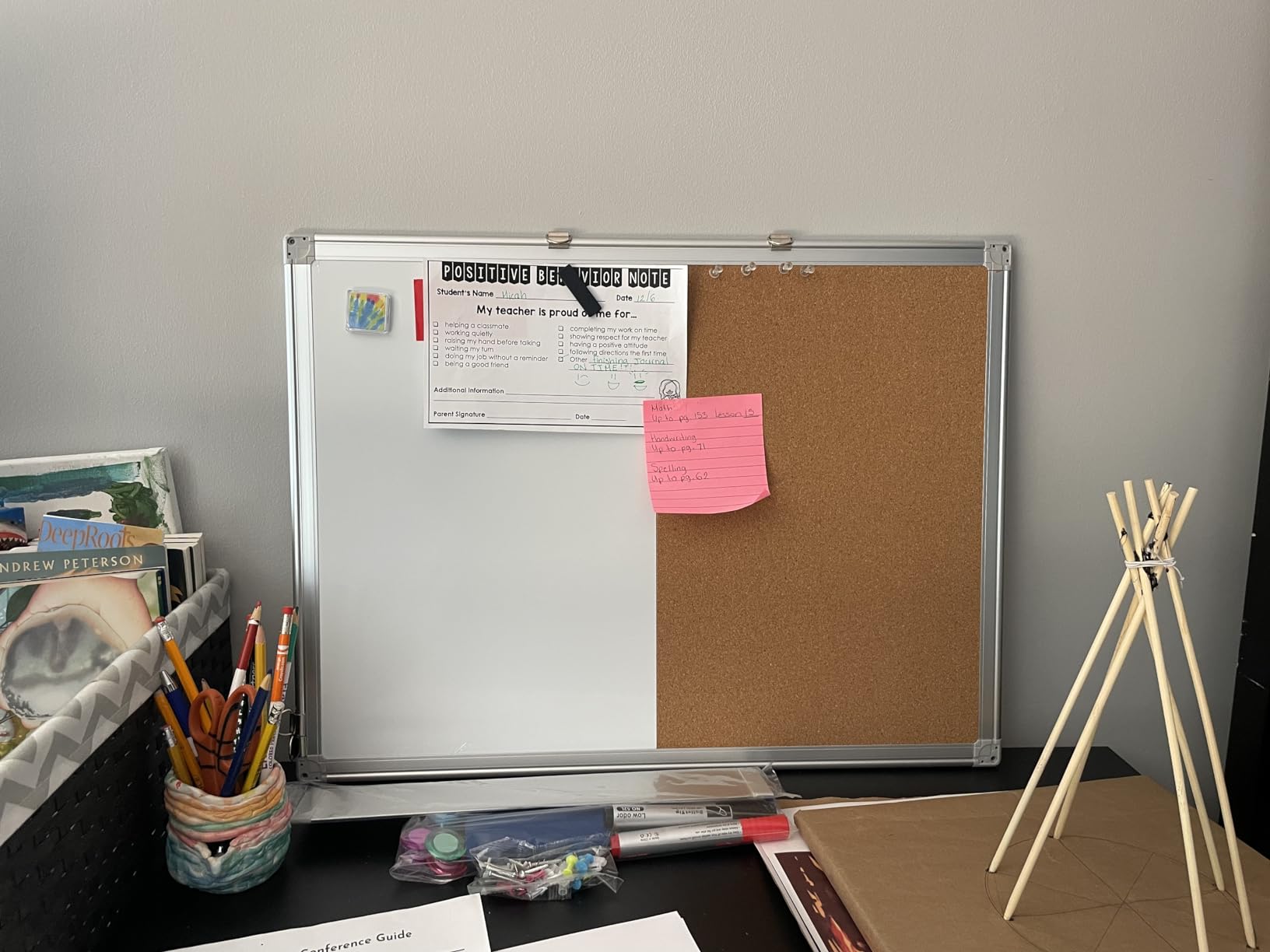 Maxtek Black Whiteboard and Cork Board Combo 24 x 18 in, Wall Mounted customer photo 1
