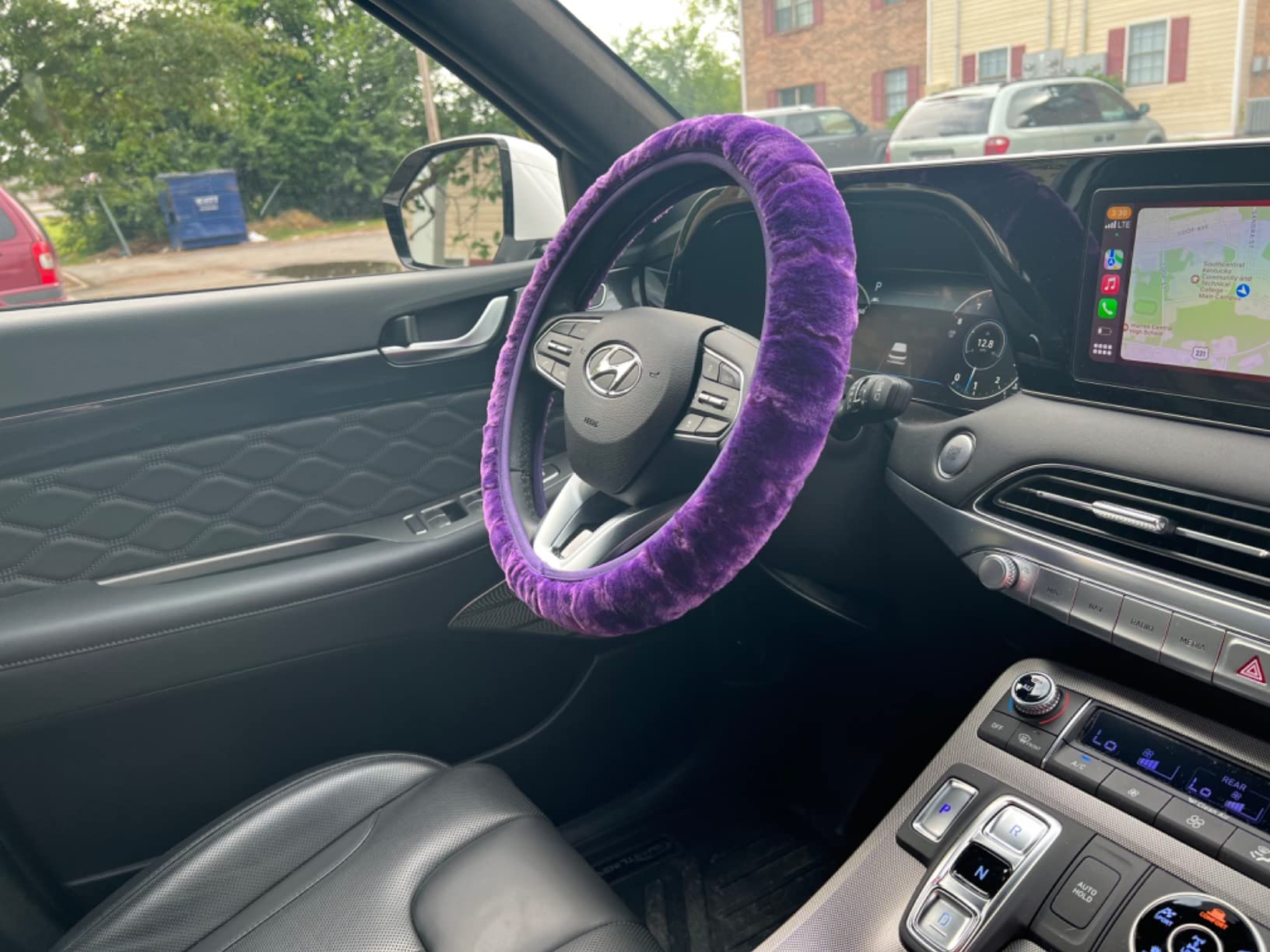 KAFEEK Warm Plush Steering Wheel Cover, Elastic Winter 15 Inch, Black customer photo 2
