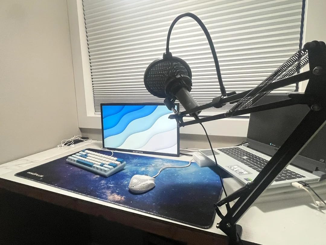 InnoGear Microphone Stand Mic Boom Arm for Blue Yeti HyperX QuadCast S SoloCast Snowball Fifine K669B and other Mic, with Shock Mount Windscreen Pop Filter Mic Clip Holder Cable Ties, Medium customer photo 2