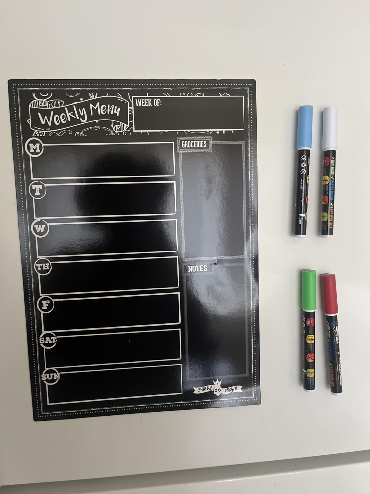 CHALKY CROWN Magnetic Dry Erase Menu Board - Black - 15.6
