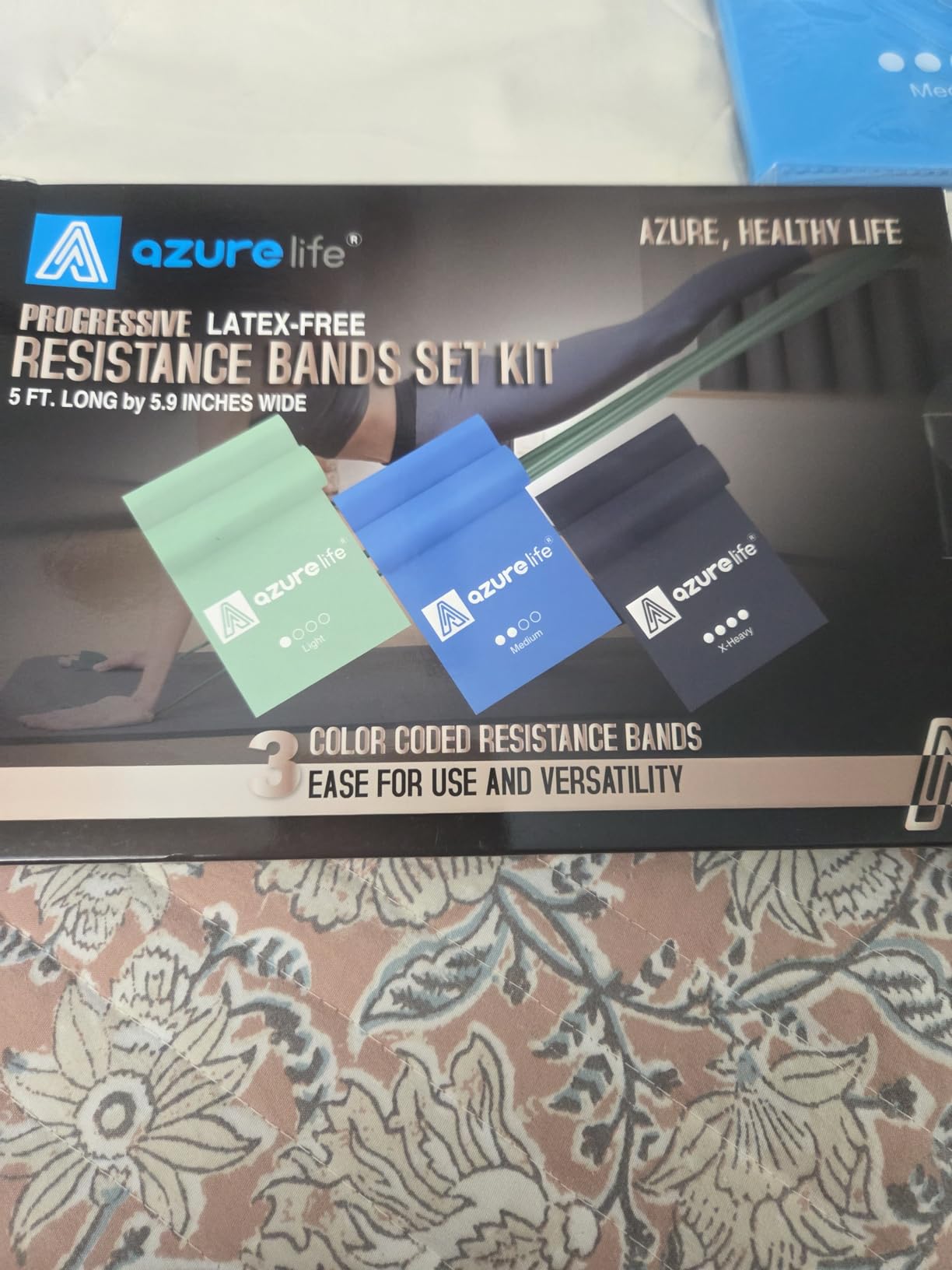 A AZURELIFE Resistance Bands,Professional Long Non-Latex Elastic Stretch Bands,Exercise Bands for Physical Therapy, Yoga, Pilates, Rehab, at-Home or The Gym Workouts, Strength Training customer photo 1