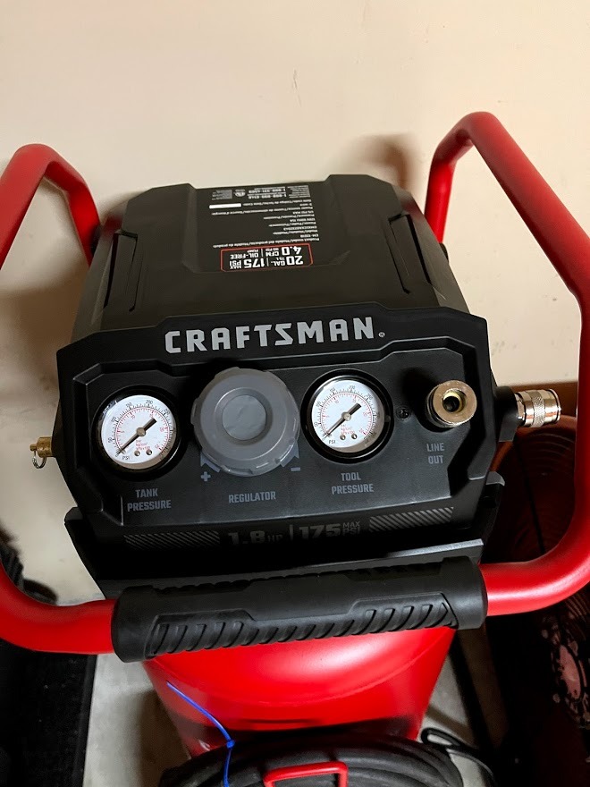 Craftsman Air Compressor, 20 Gallon Oil-Free 1.8 HP Max 175 PSI Pressure Two Quick Couplers Big Capacity, Red- CMXECXA0232043 customer photo 1