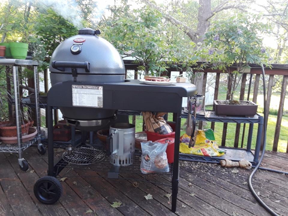 Char-Griller® AKORN® Kamado Charcoal Grill and Smoker with Durable Grill Cart, Cast Iron Grates and Warming Rack, 445 Cooking Square Inches in Sapphire, Model E56520 customer photo 1