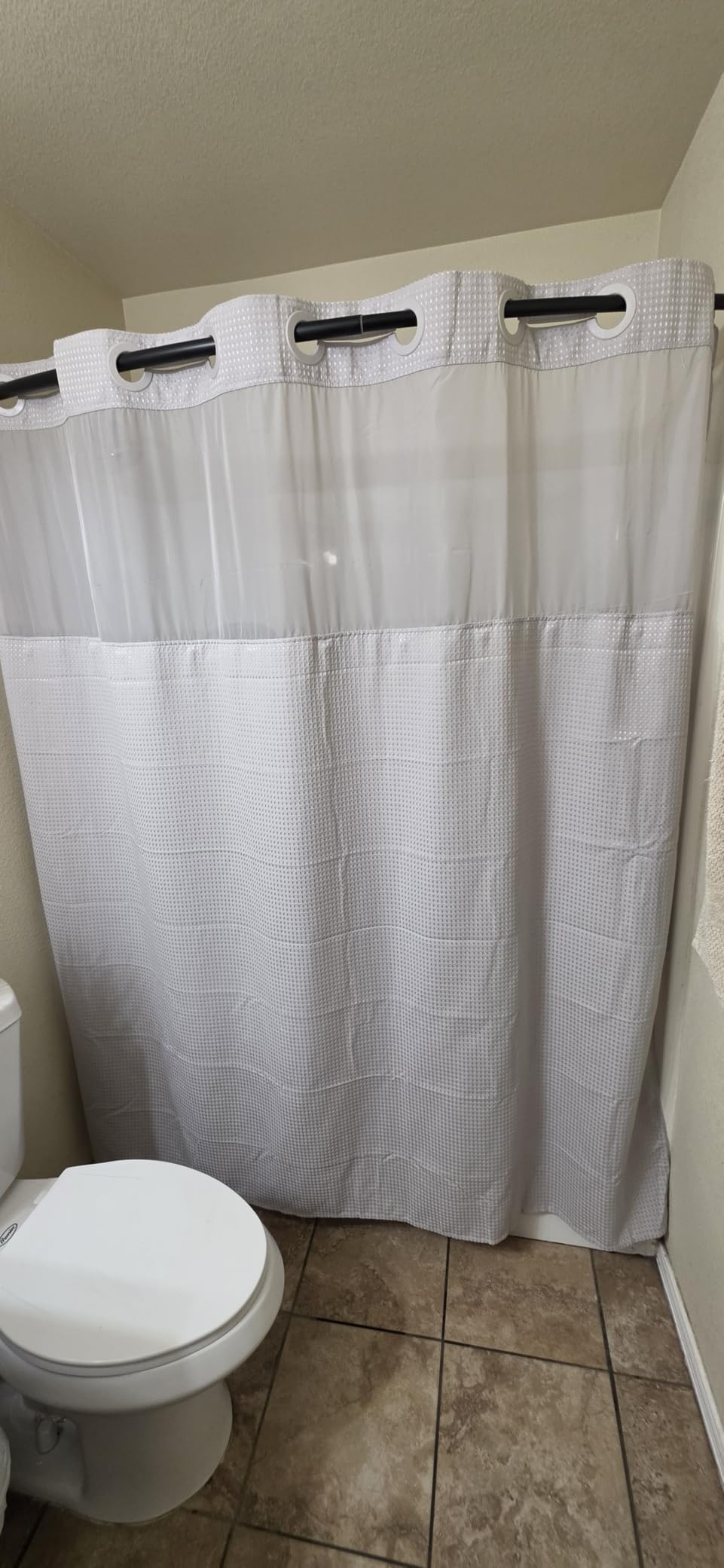 RiverDream Heavyweight Waffle No Hook Shower Curtain with Liner,Linen,71x74 customer photo 1