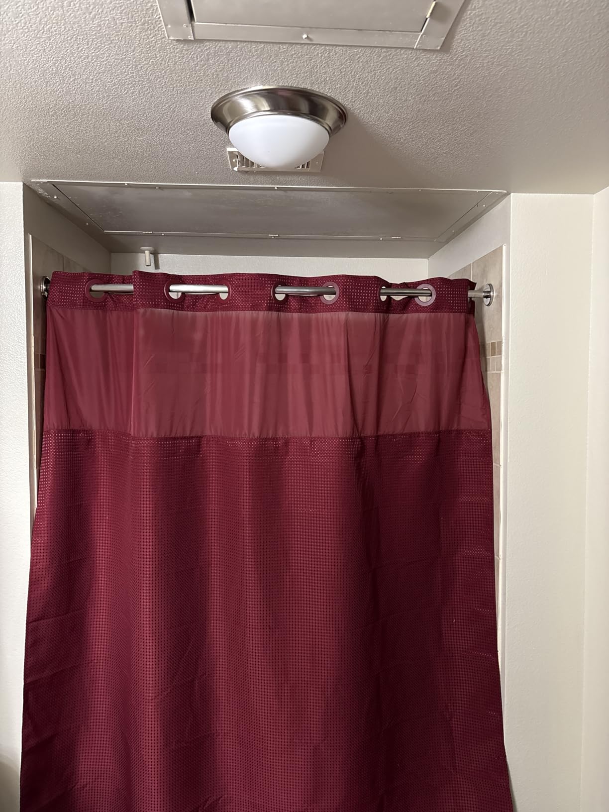 RiverDream Heavyweight Waffle No Hook Shower Curtain with Liner,Linen,71x74 customer photo 2