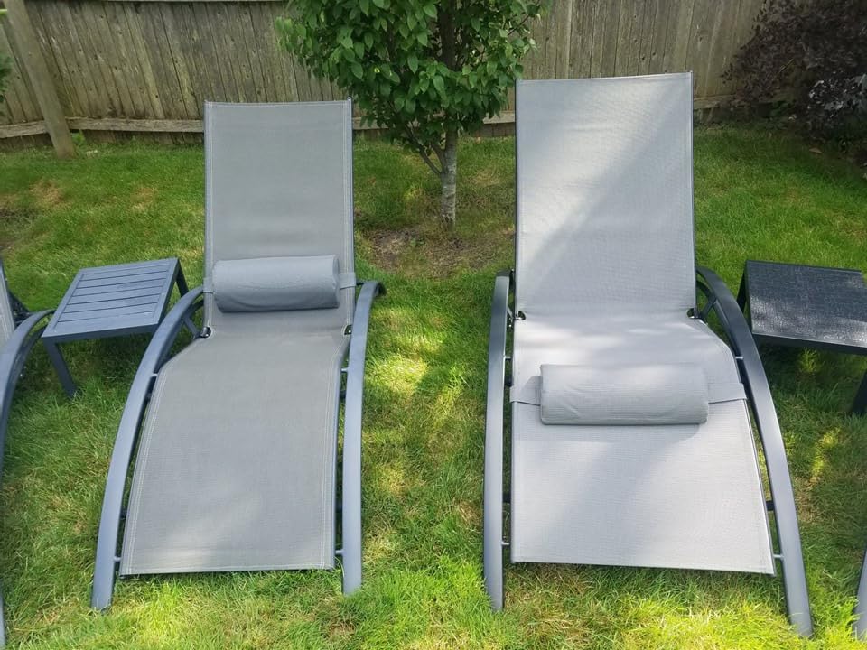PURPLE LEAF Patio Pool Lounge Chaise Set of 3 Outdoor Lounger Chair, Black customer photo 1