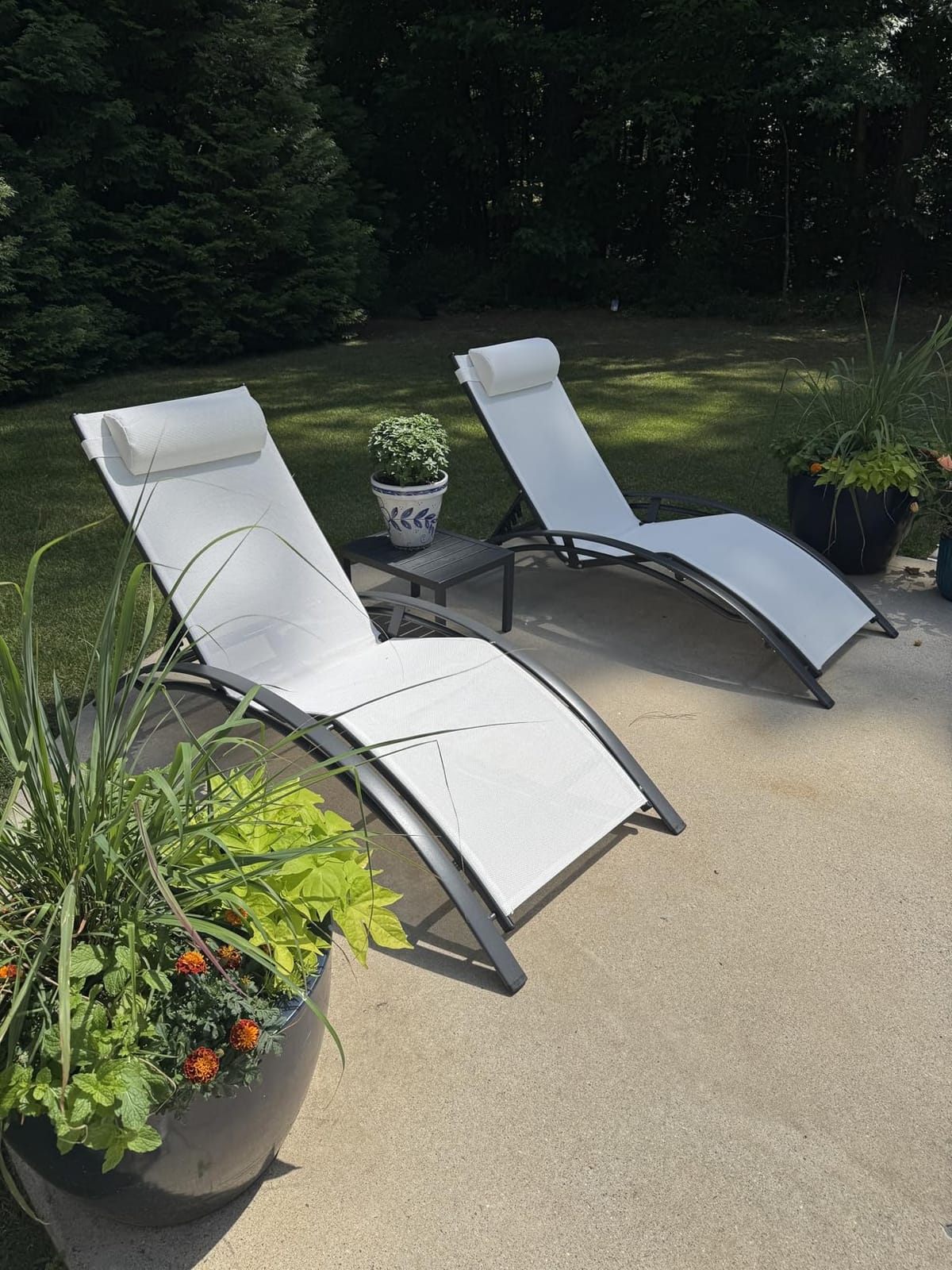 PURPLE LEAF Patio Pool Lounge Chaise Set of 3 Outdoor Lounger Chair, Black customer photo 2