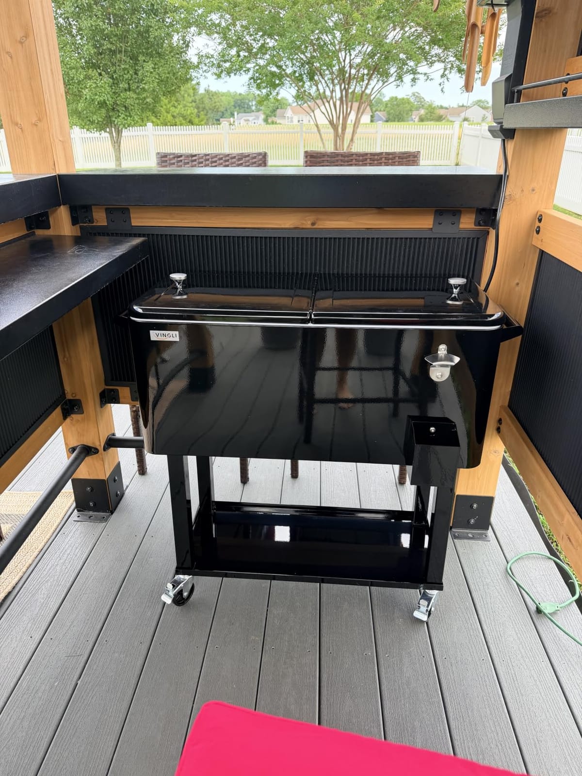 VINGLI Rolling Ice Chest, Portable Patio Party Bar Drink Cooler Cart, with Shelf, Beverage Pool with Bottle Opener customer photo 2