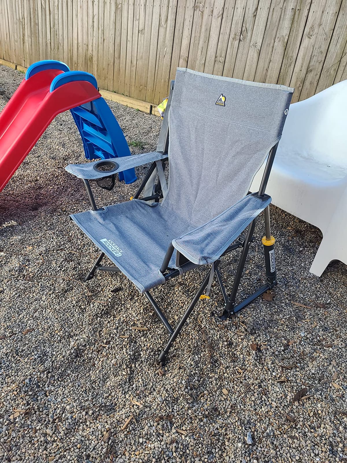 GCI Outdoor Kickback Rocker Camping Chair | Portable Folding Rocking Chair with Durable Armrests, Drink Holder & Relaxed Lowered Seat for Comfort — Loden Green customer photo 1