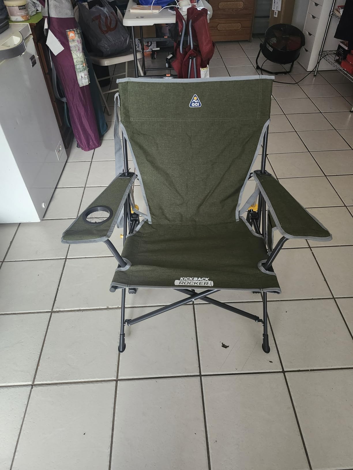GCI Outdoor Kickback Rocker Camping Chair | Portable Folding Rocking Chair with Durable Armrests, Drink Holder & Relaxed Lowered Seat for Comfort — Loden Green customer photo 2