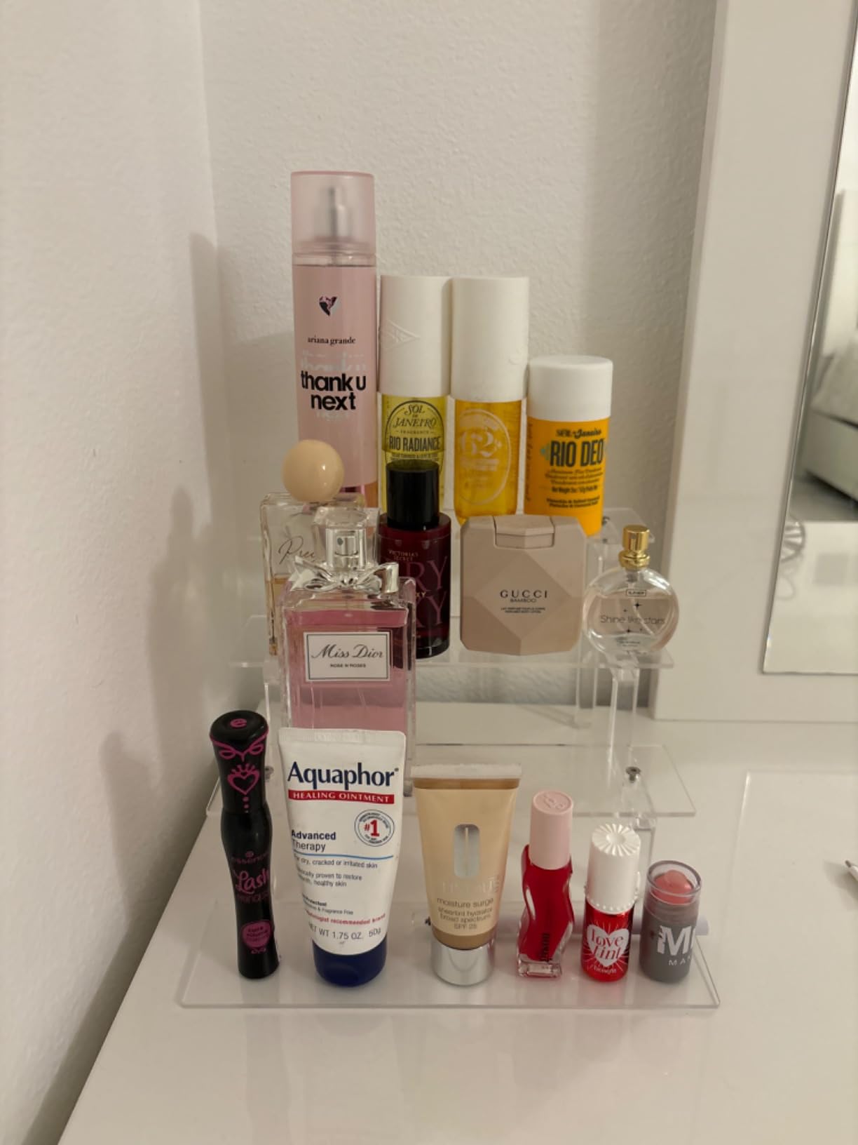 WINKINE Acrylic Display Stand Riser, Perfume Stand Organizer 4 Tier, Holder Shelves Compatible with Funko POP Figures, Cologne Organizer for Men, Acrylic Risers for Display, Clear Bedroom Shelf Holder customer photo 2