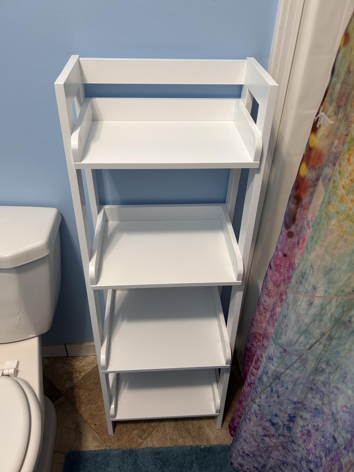 UTEX Bathroom Ladder Shelf, 3-Tier Small Storage Rack, White customer photo 2