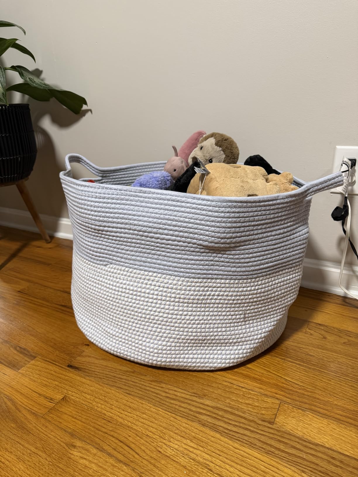 INDRESSME XXXLarge Woven Rope Blanket Basket Living Room Brown, 90L customer photo 1