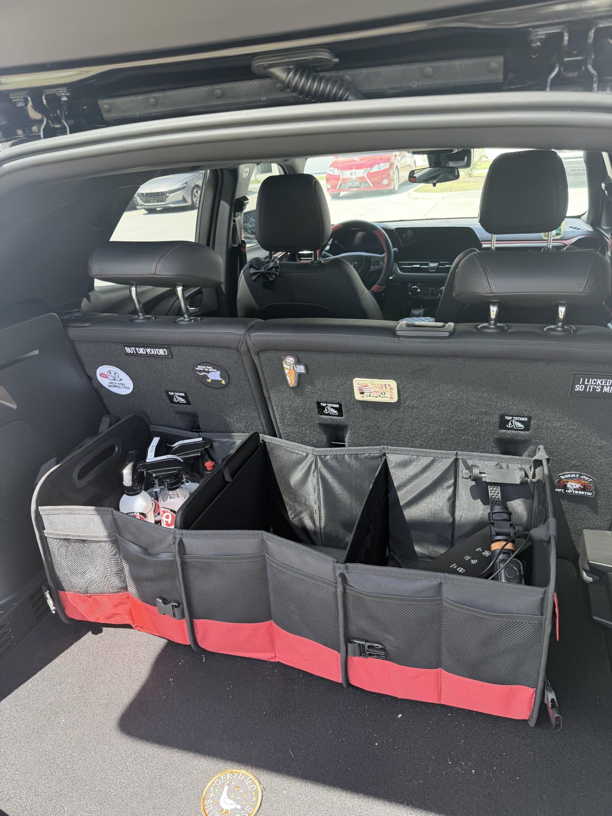 Simniam Large Trunk Organizer for Car, Foldable Multi Compartment Car Trunk Organizer with 2 Retractable Straps, Suitable for All Kinds of Cars, SUV, Minivan - 4 Compartments Red customer photo 1