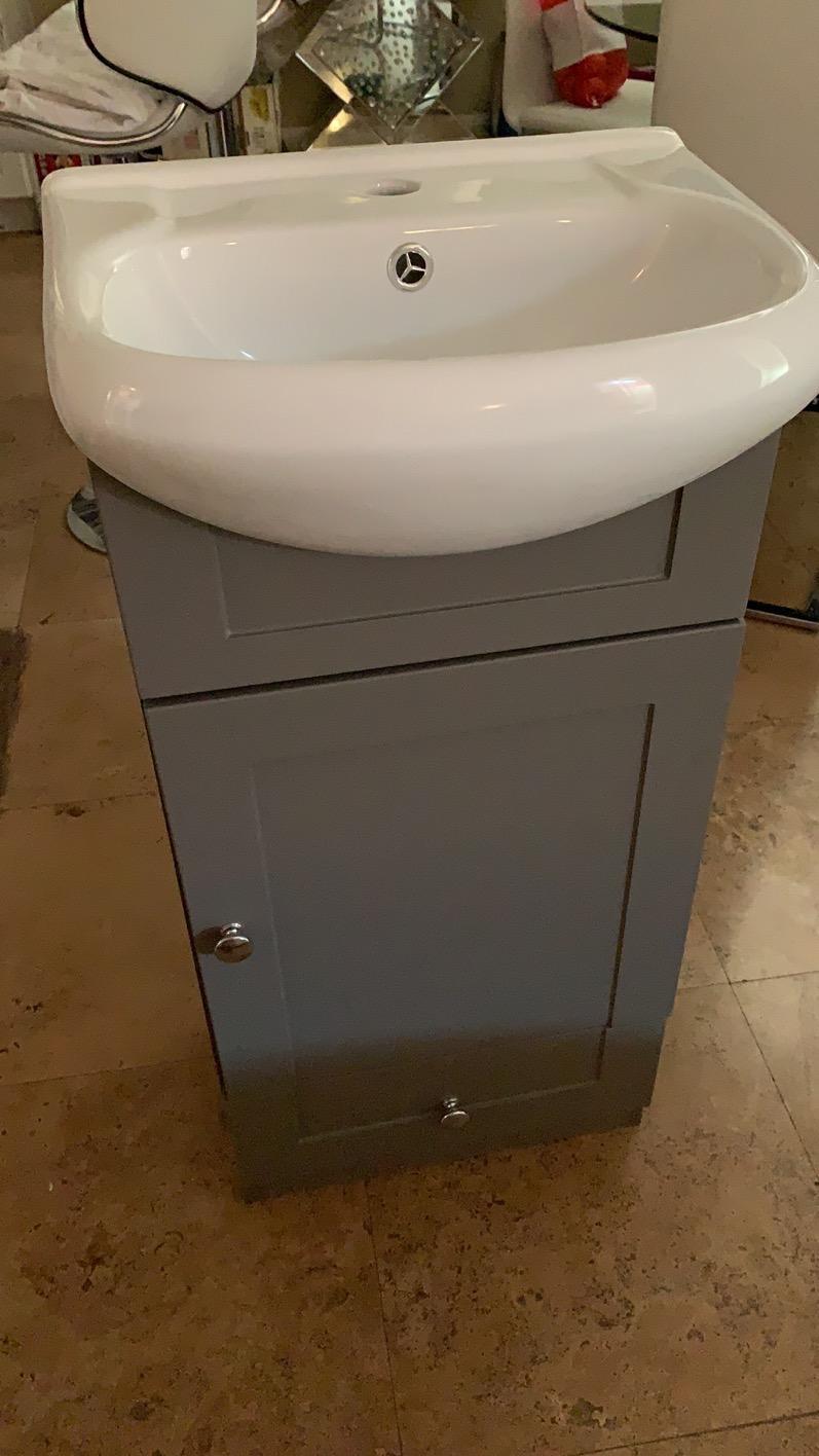18 Inch Small Bathroom Vanity with Sink, Modern Bath Vanities Combo with White Countertop,Narrow Cabinet for Tiny Spaces 1 Door 1 Drawer customer photo 2