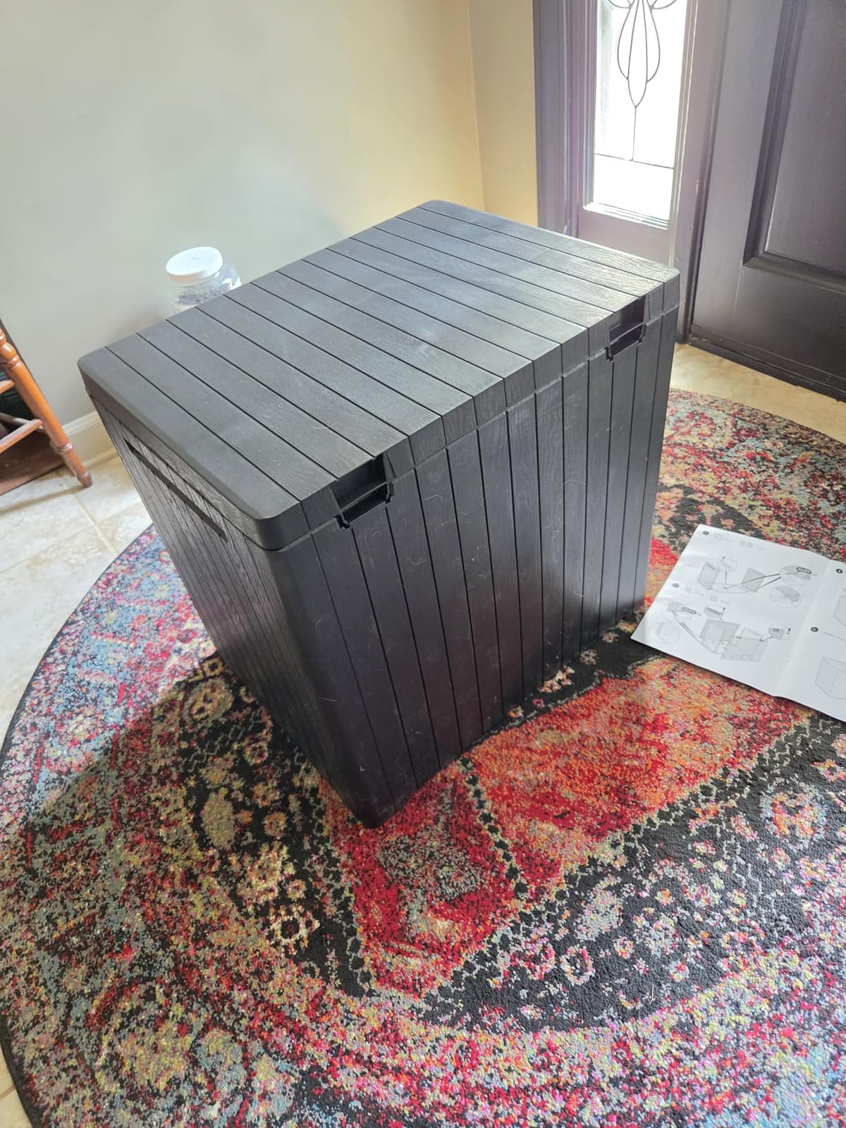 Keter City 30 Gallon Resin Outdoor Storage Box and Patio Furniture Side Table for Pool and Garden Accessories, Brown customer photo 1