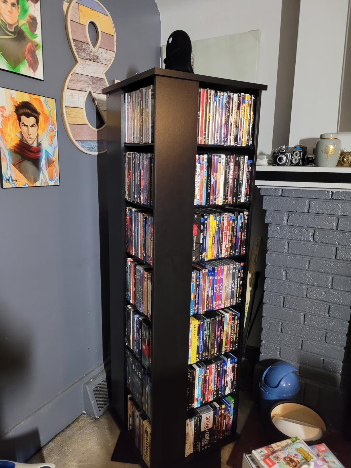 Venture Horizon 4-Sided Revolving Media Tower 1000 - Black: Laminated Wood Composites (MDF), Black-Color, 18.75