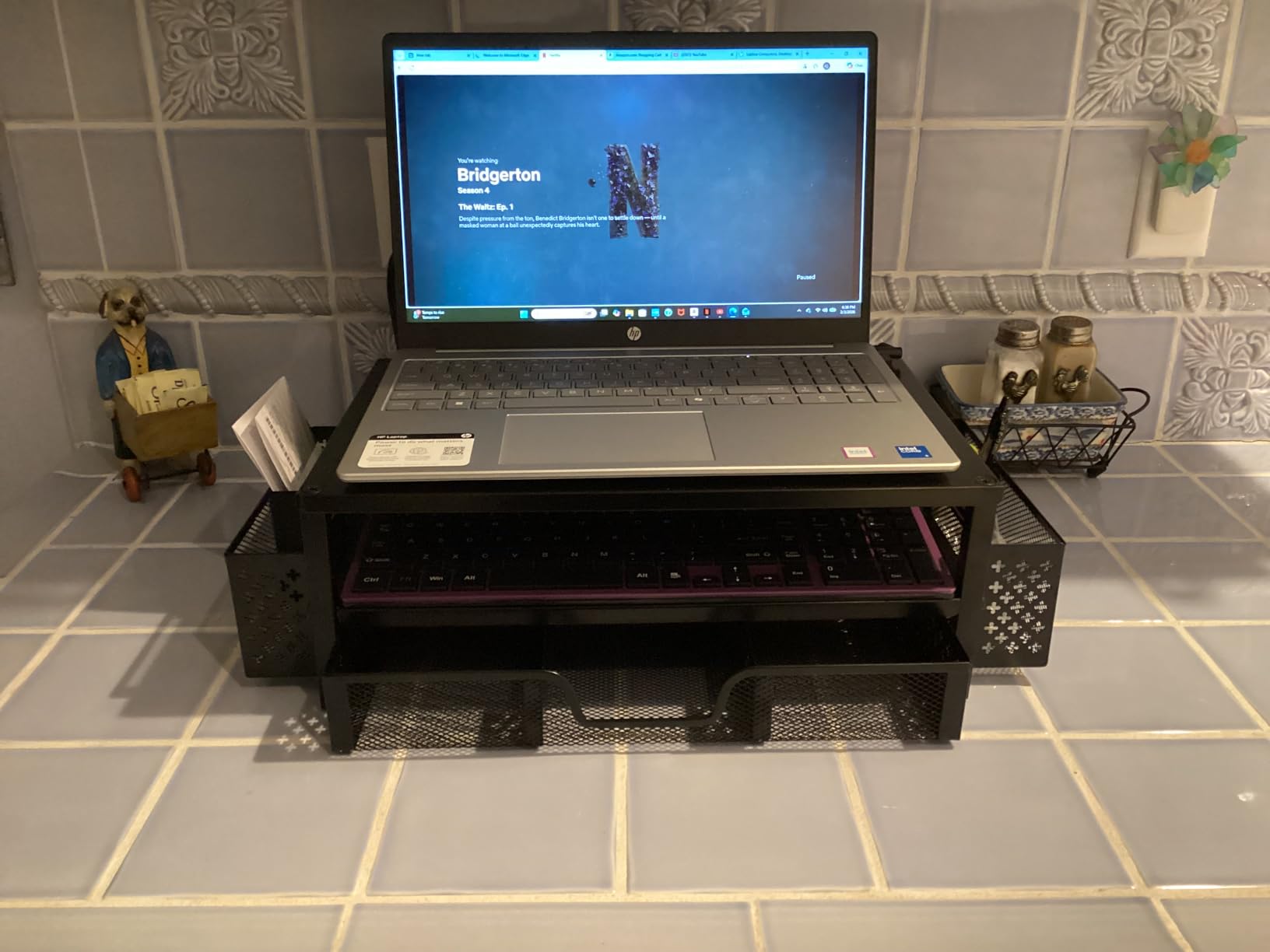 Simple Trending Monitor Stand with Drawer, 2-Tier Laptop Stand, Black customer photo 2