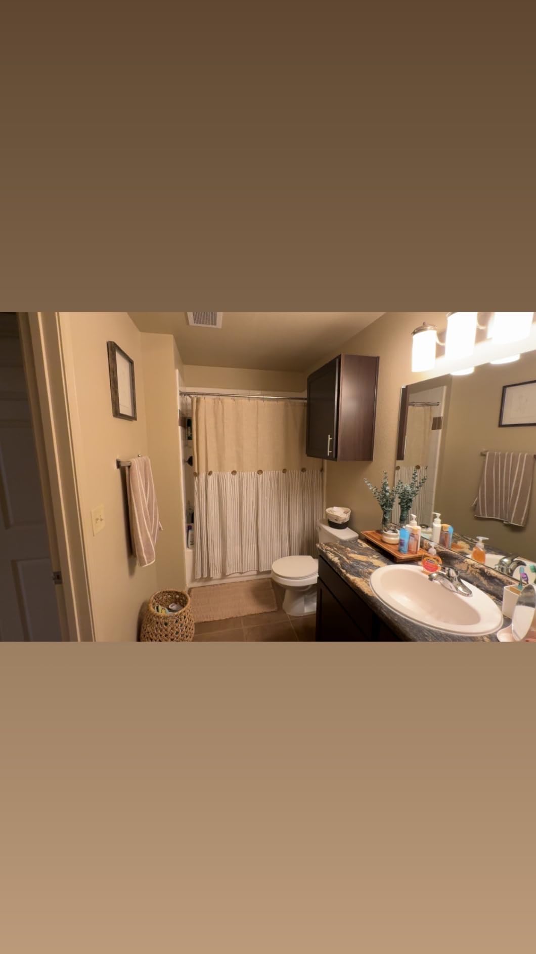 DOSLY IDÉES Farmhouse Shower Curtain,Beige and Gray Stripe,Button Curtain,Linen and Cotton Woven Fabric,Rustic Charm Country Chic Style,72x72 in customer photo 2