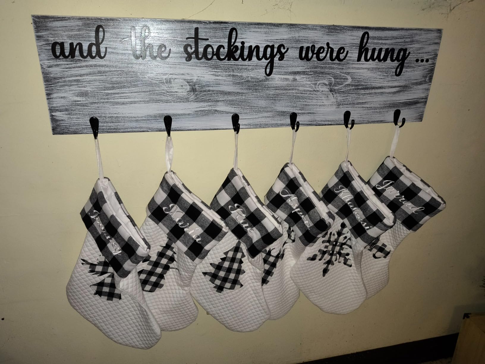 LUBOT Pack Personalized Christmas Stocking(20inch) Silhouette Buffalo Red Plaid/Rustic/Farmhouse/Country Fireplace Hanging Xmas Stockings Decorations for Family Holiday Season customer photo 1