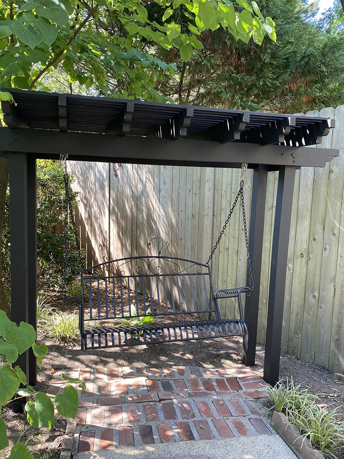 VINGLI Heavy Duty Metal Porch Swing, 660 LBS Outdoor Swing Bench, Curved customer photo 1