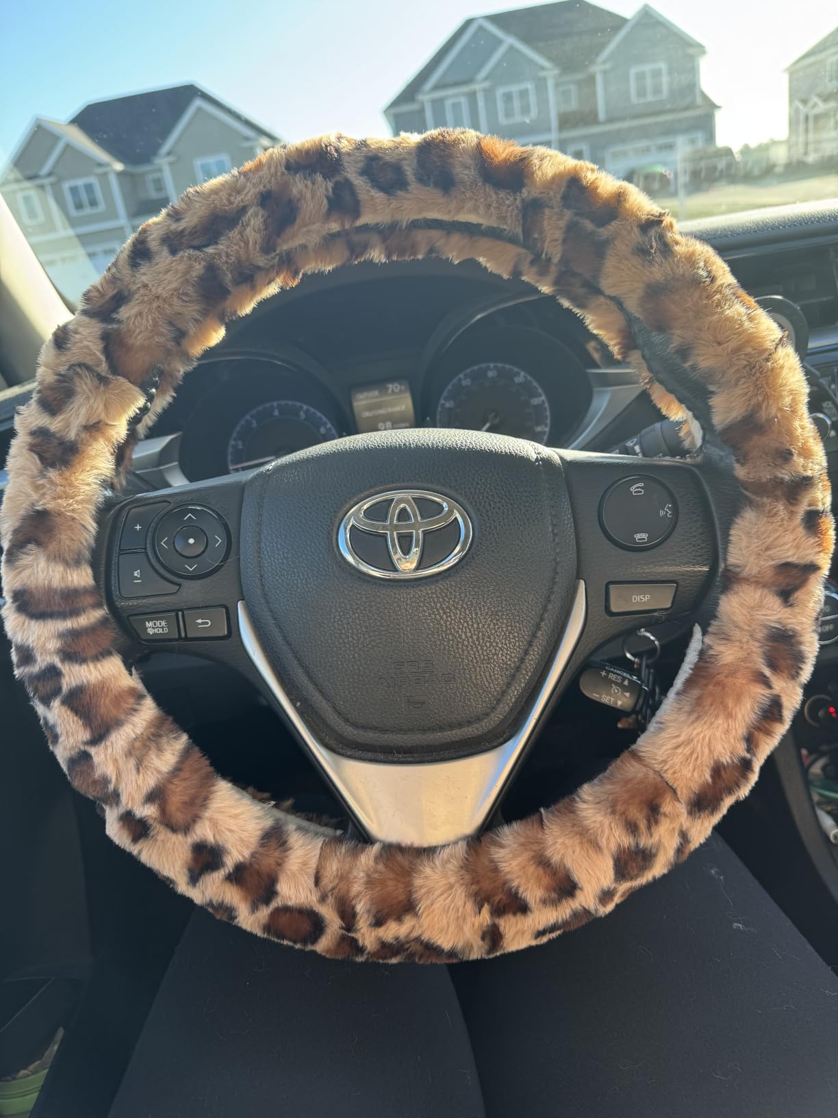 Fluffy Steering Wheel Cover for Women Girls, Accmor Universal Fit 15 inch Fur Car Wheel Cover & Handbrake Cover & Gear Shift Cover Set, Fashion Winter Warm Fuzzy Vehicle Wheel Protector (Black) customer photo 1