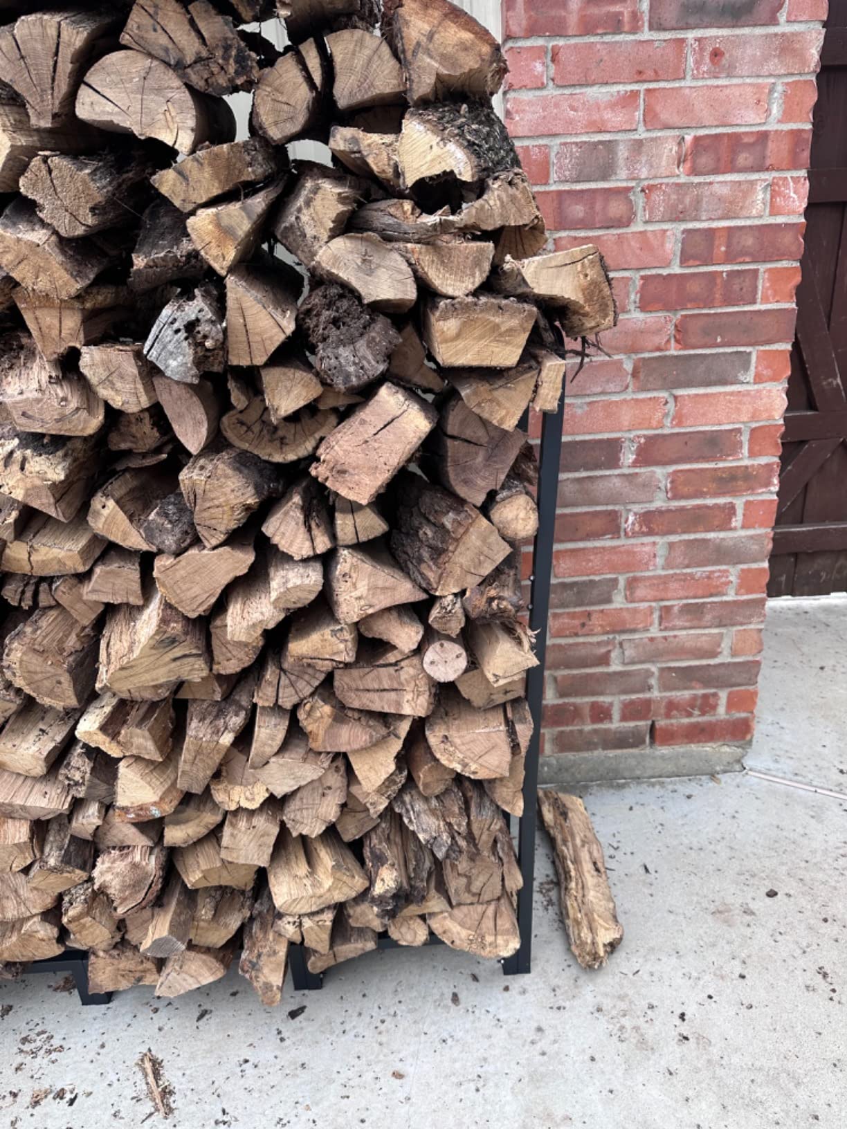 Firewood Rack Stand 4ft Heavy Duty Logs Holder for Outdoor Indoor Fireplace Metal Wood Pile Storage Stacker Organizer, Matte Black customer photo 1