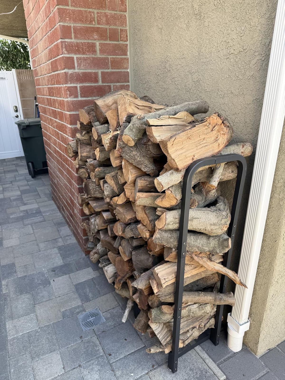 Firewood Rack Stand 4ft Heavy Duty Logs Holder for Outdoor Indoor Fireplace Metal Wood Pile Storage Stacker Organizer, Matte Black customer photo 2