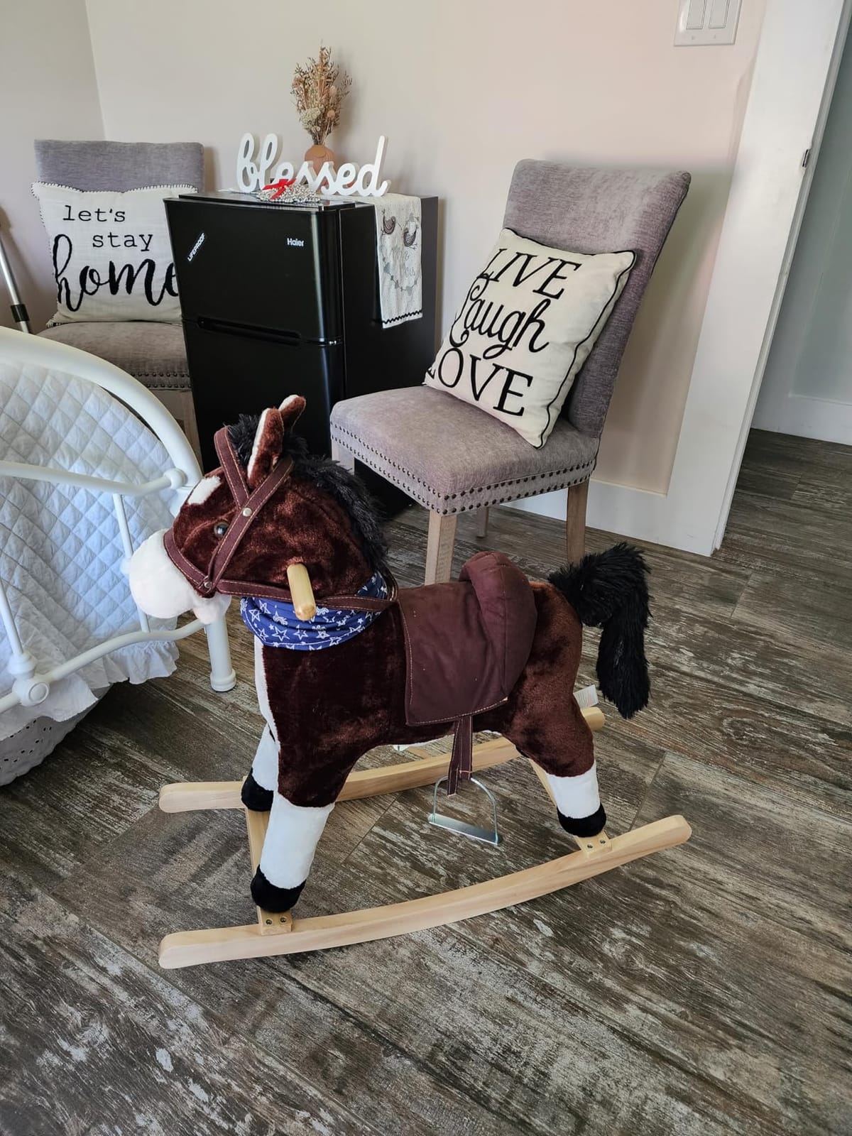 Qaba Kids Plush Ride-On Rocking Horse Toy with Fun Realistic Sounds Brown customer photo 1