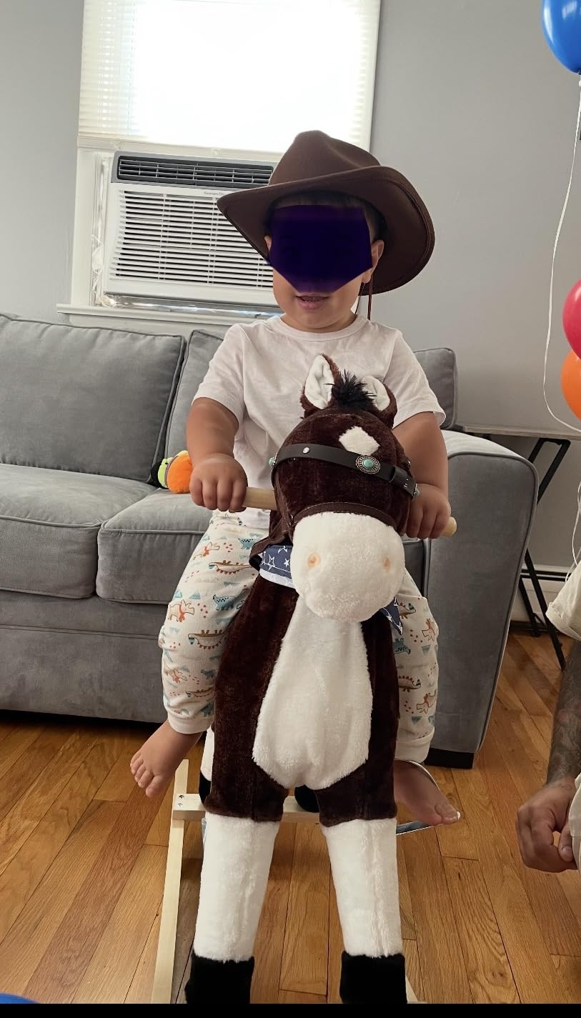 Qaba Kids Plush Ride-On Rocking Horse Toy with Fun Realistic Sounds Brown customer photo 2