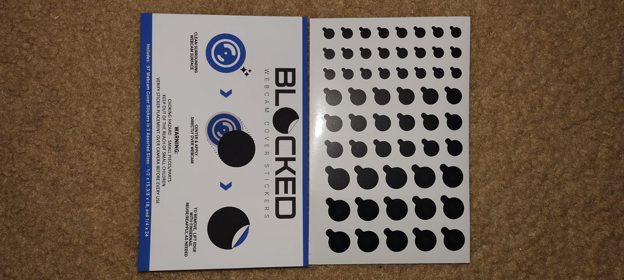 Blocked Original Vinyl Webcam Cover Stickers | Restickable & Stackable Privacy Covers | for All Camera-endable Devices | 3-Sizes | 57 Black Tabbed (Muted Matte) customer photo 1