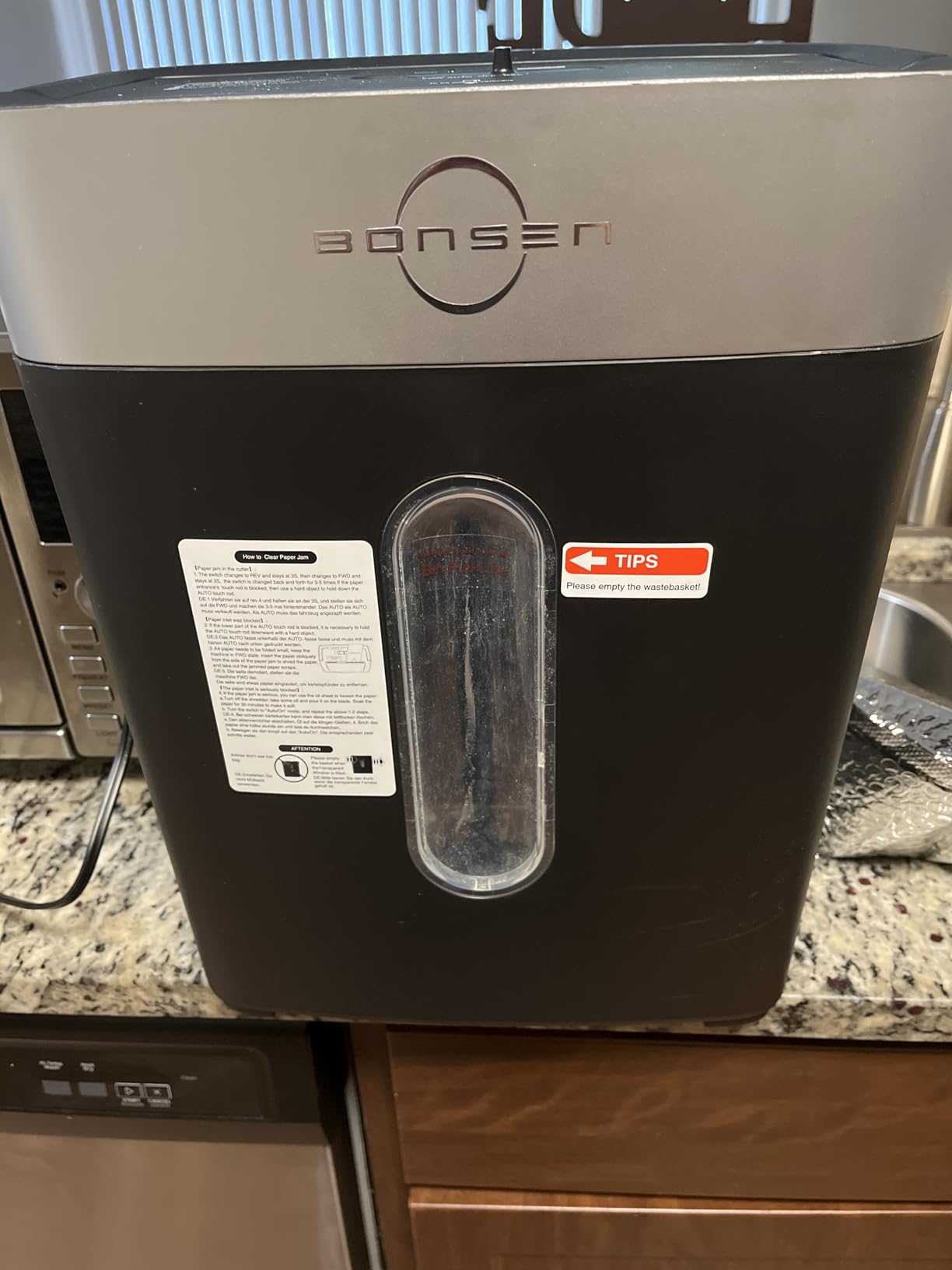 BONSEN Shredder for Home Office, 4 Gallons 8-Sheet Cross Cut Credit Card Shredder, Small Paper Shredder for Home Use, High Security Level P-4, ETL Certification (S3101) customer photo 1