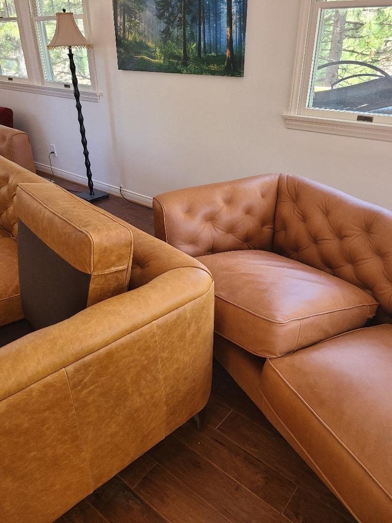 POLY & BARK Essex 89” Full-Grain Italian Leather Sofa – Tufted Back, Feather-Down Comfort, Solid Wood Frame, Cognac Tan customer photo 1