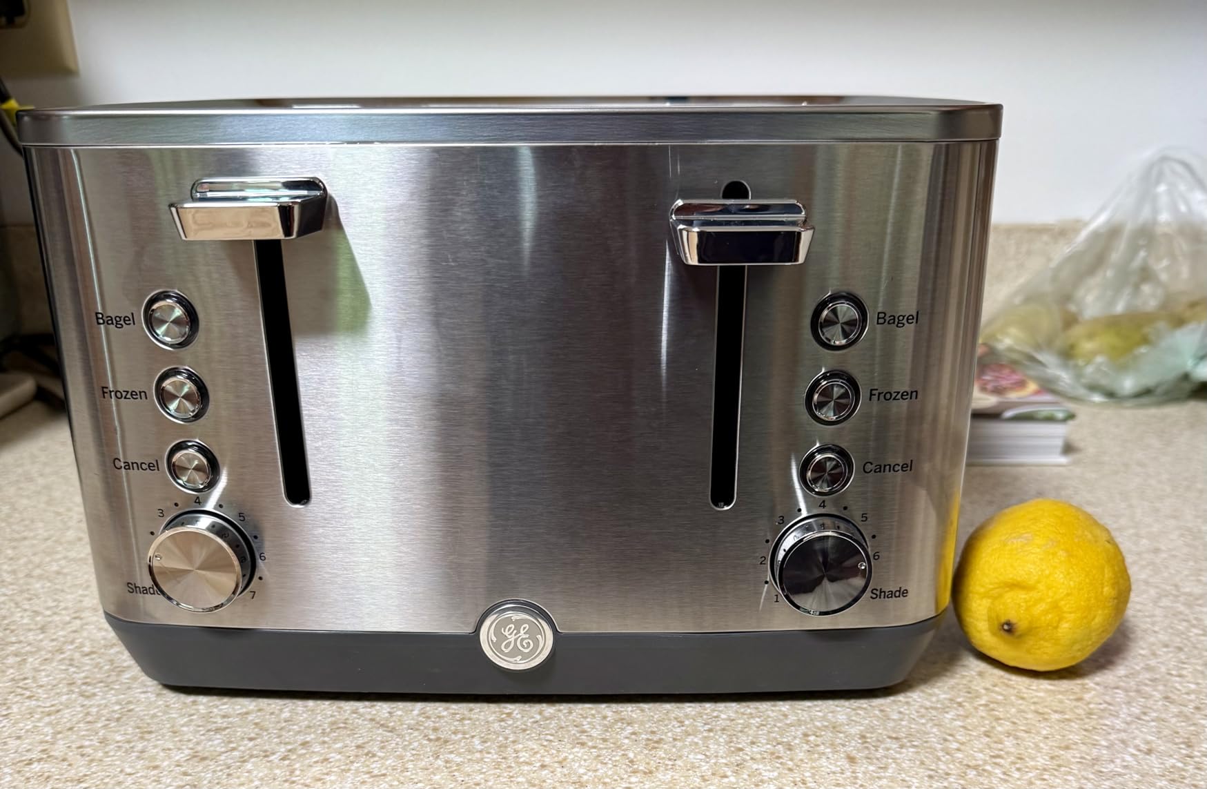 GE 2 Slice Stainless Steel Toaster, Extra Wide Slots for Toasting Bagels, Breads, Waffles & More, 7 Adjustable Shade Settings, Removable Crumb Tray, Countertop Kitchen Essentials, 850 Watts customer photo 1