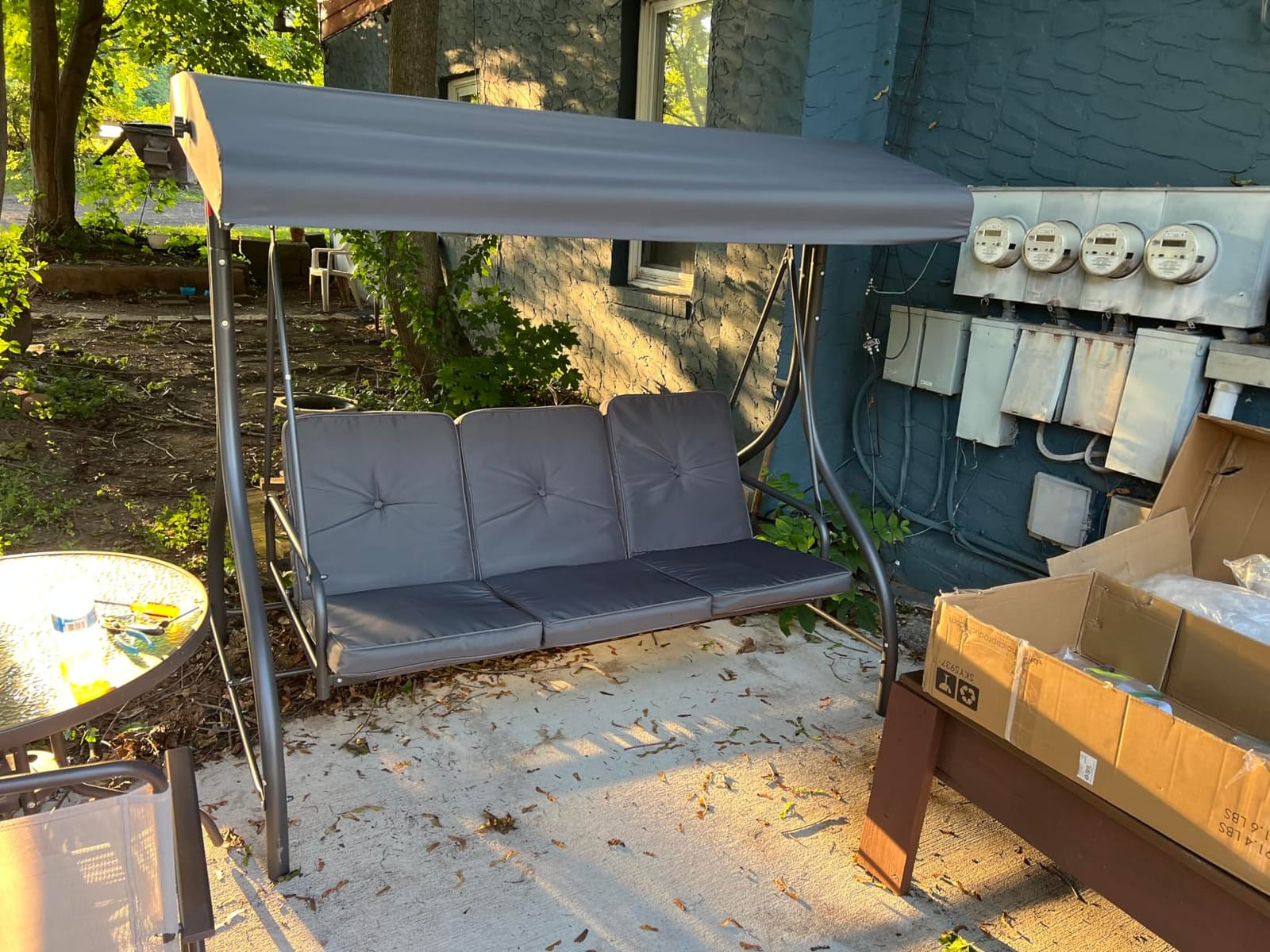 Best Choice Products 3-Seat Outdoor Large Converting Canopy Swing Glider, Patio Hammock Lounge Chair for Porch, Backyard w/Flatbed, Adjustable Shade, Removable Cushions - Gray customer photo 2