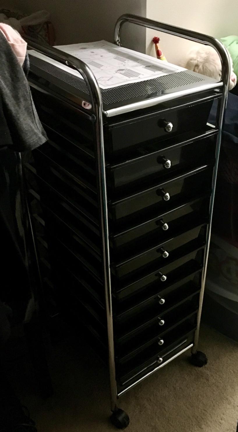 Seville Classics Rolling Utility Organizer Storage Cart , for Home Office, School, Classroom, Scrapbook, Hobby, Craft, 15 Drawer, Black customer photo 1