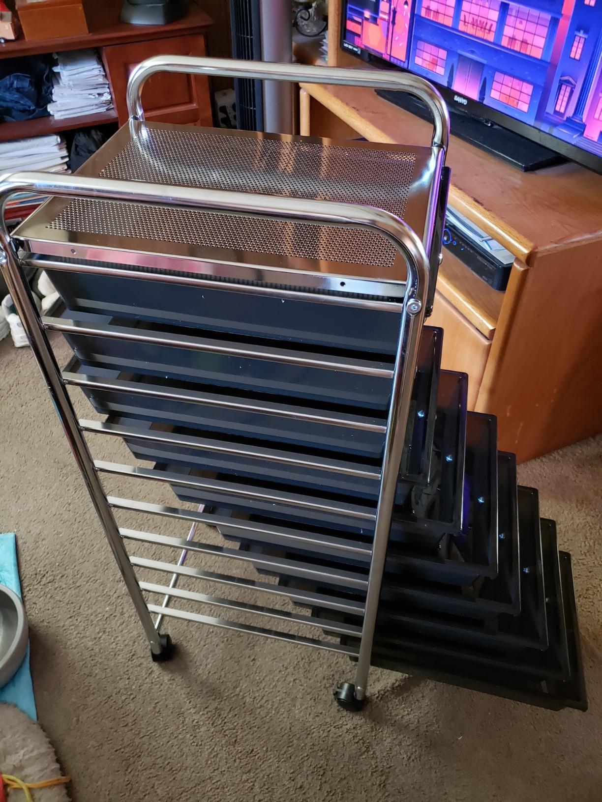 Seville Classics Rolling Utility Organizer Storage Cart , for Home Office, School, Classroom, Scrapbook, Hobby, Craft, 15 Drawer, Black customer photo 2