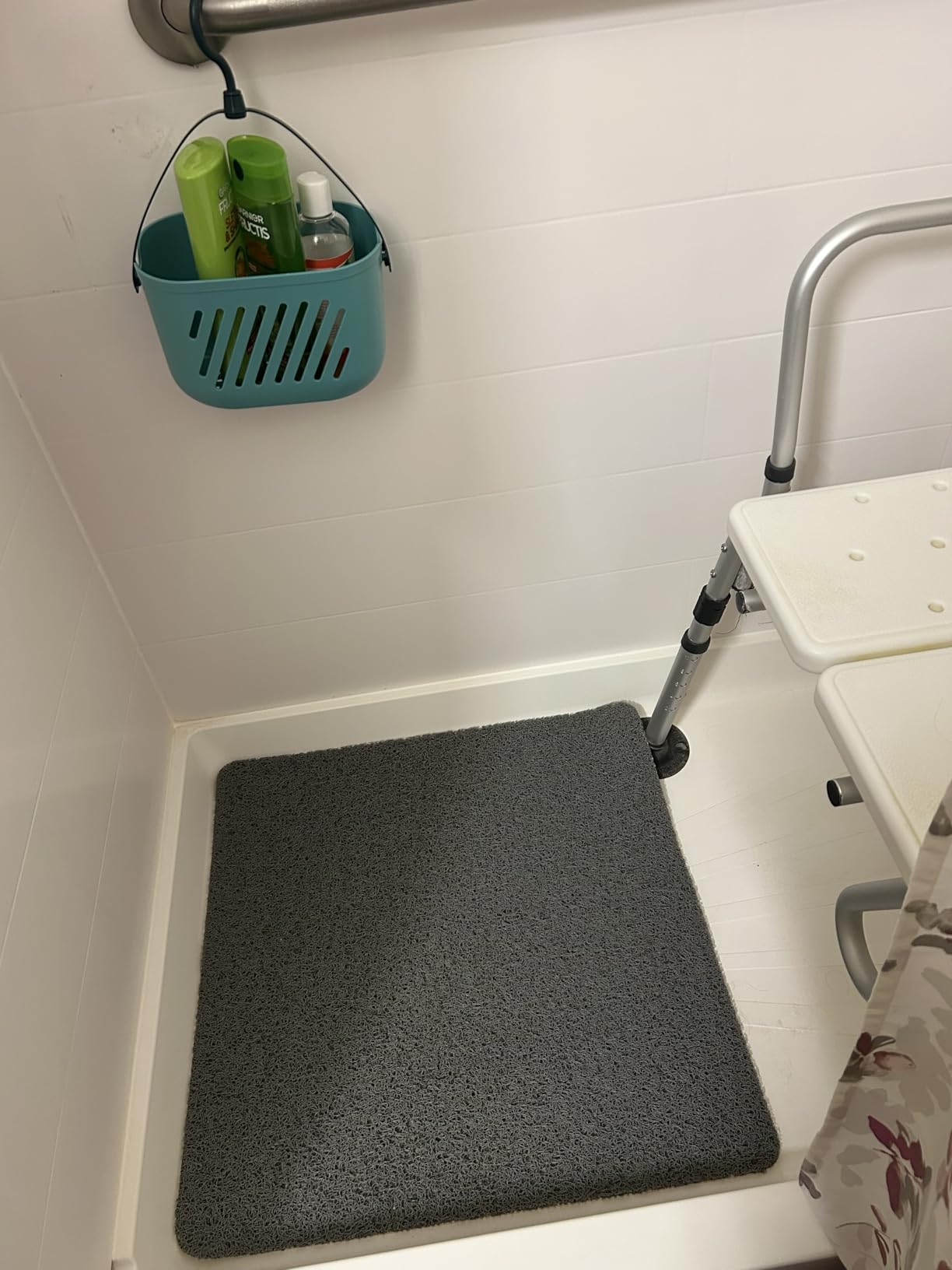 LuxStep Shower Mat Bathtub Mat,24x16 inch, Non-Slip Bath Mat with Drain, Quick Drying PVC Loofah Bathmat for Tub,Shower,Bathroom (Phthalate Free,Grey) customer photo 1