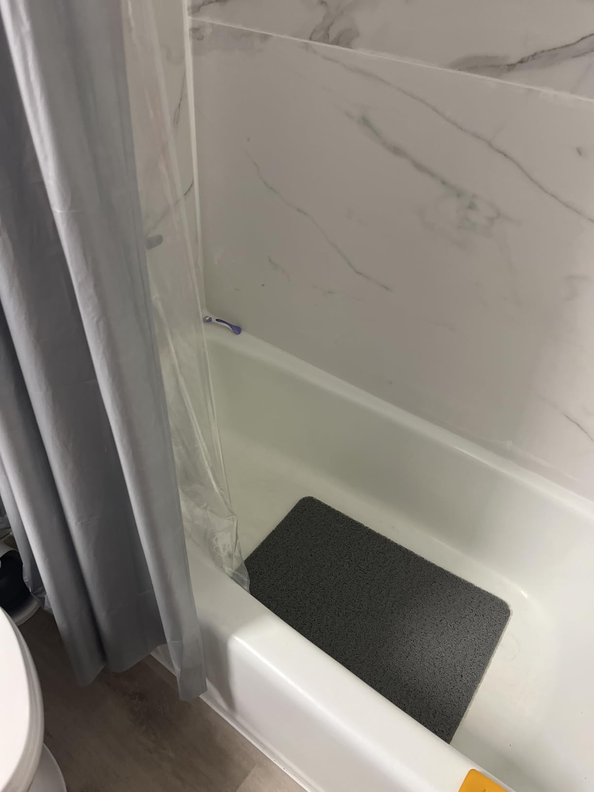 LuxStep Shower Mat Bathtub Mat,24x16 inch, Non-Slip Bath Mat with Drain, Quick Drying PVC Loofah Bathmat for Tub,Shower,Bathroom (Phthalate Free,Grey) customer photo 2
