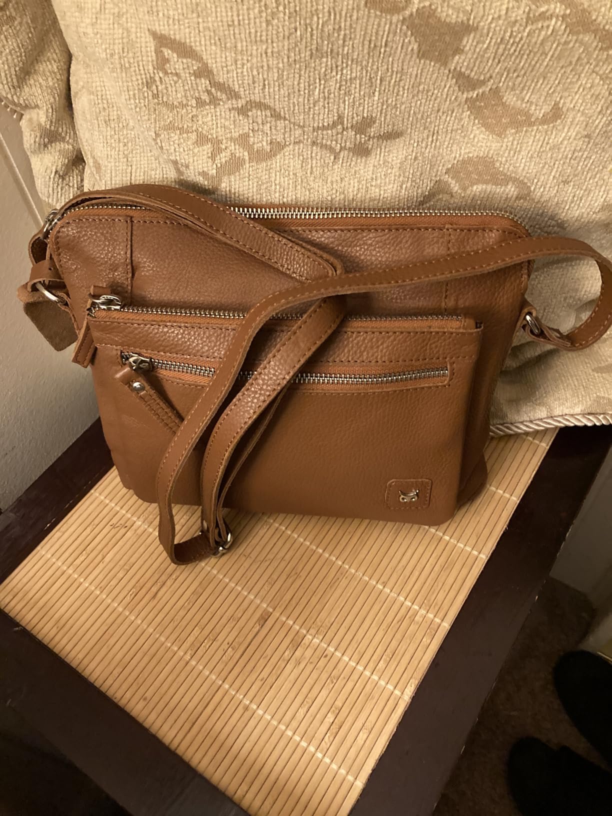 Leather Crossbody Bags for Women Small Soft Genuine Pebbled Sling Shoulder Handbag Crossover Purse with Full Adjustable Strap (Cognac Nappa) customer photo 2