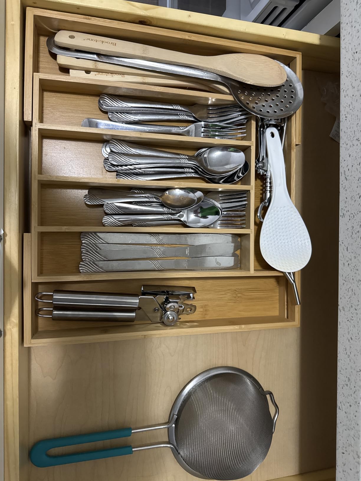 Bellsal Silverware Organizer Kitchen Drawer Organizer Expandable Bamboo Utensil Holder Cutlery Tray for Kitchen Utensil and Flatware Bedroom Office customer photo 2