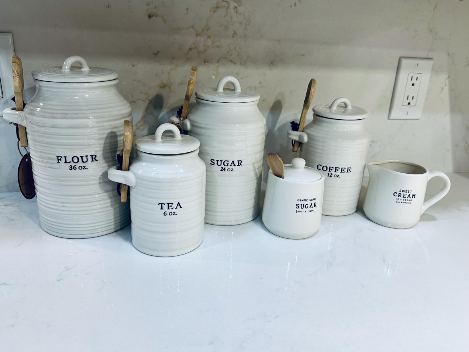 Barnyard Designs Ceramic Kitchen Canister Set White (Coffee/Sugar/Tea) customer photo 1