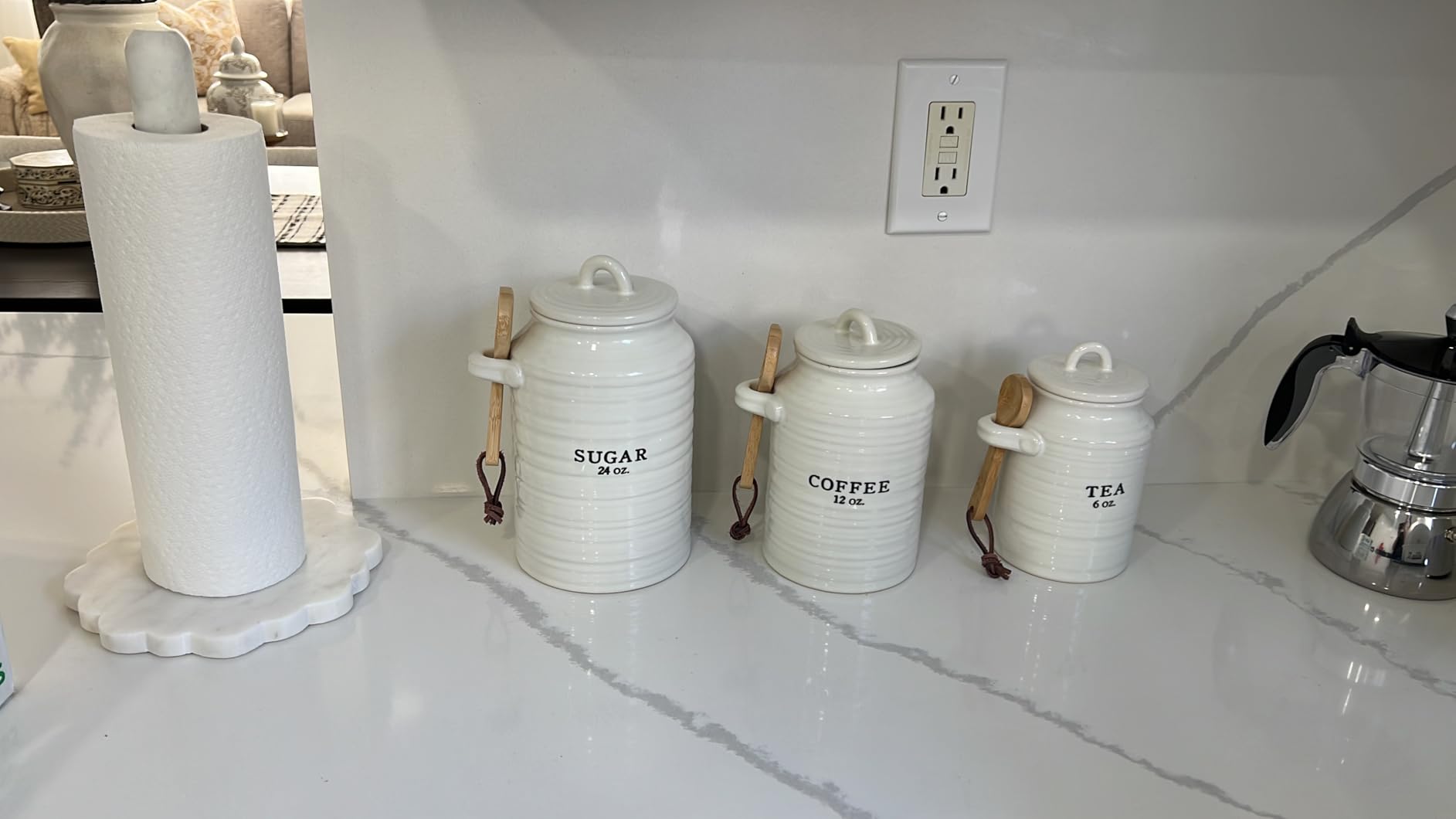 Barnyard Designs Ceramic Kitchen Canister Set White (Coffee/Sugar/Tea) customer photo 2