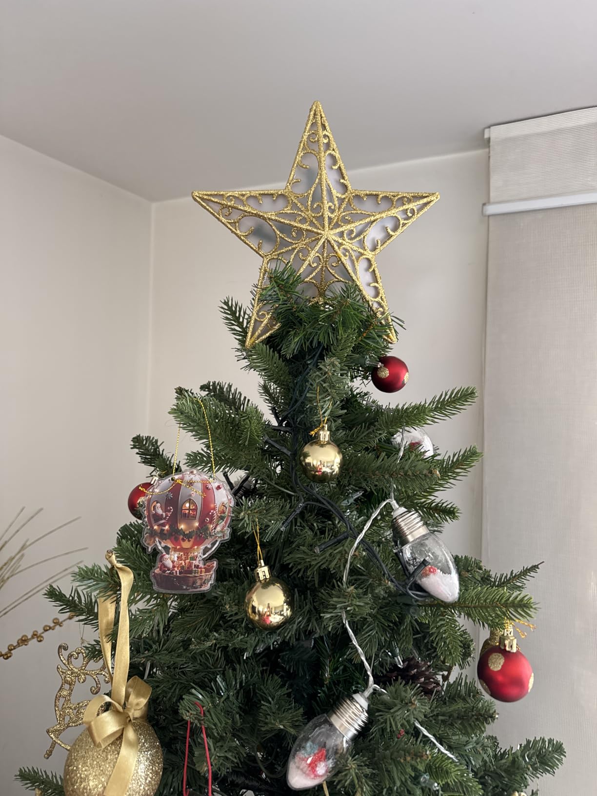 Christmas Tree Topper Star Gold Glitter Plug in 3D Star Tree Topper Lighted customer photo 1