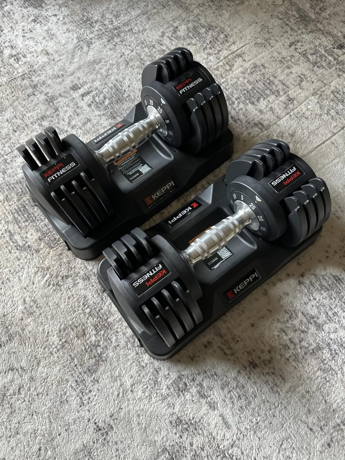 Keppi Adjustable Dumbbells Set-25lb/40lb/55lb/60lb, Anti-Slip Metal Fast Adjust Weight Handle, Exercise & Fitness for Full Body Workout - Adjustable Dumbbell Series customer photo 1