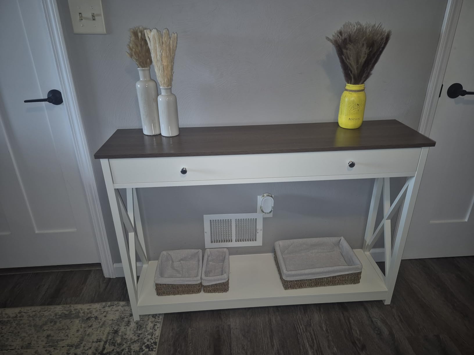 Treocho Black Console Table with Drawer and Storage Shelves, Foyer Sofa Table Narrow for Entryway, Living Room, Hallway customer photo 1