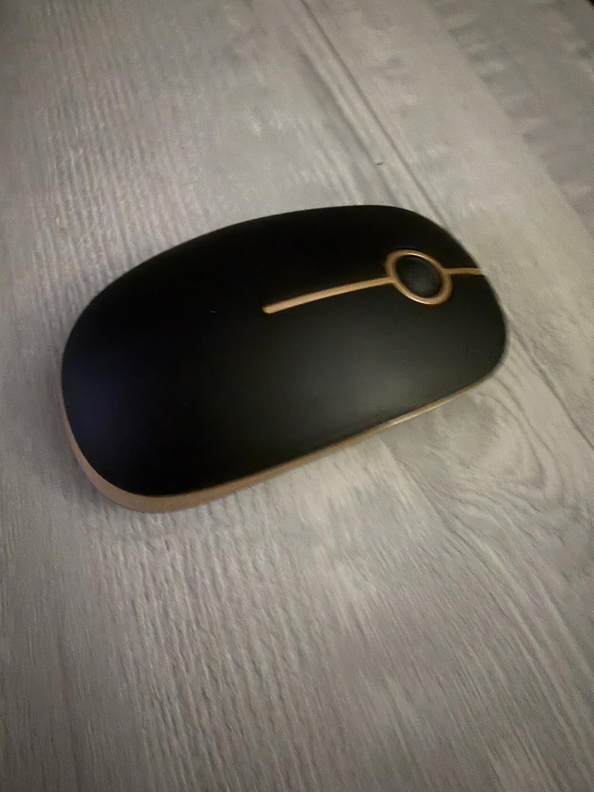 VssoPlor Wireless Mouse, 2.4G Slim Computer Laptop Mouse, Black and Gold customer photo 1