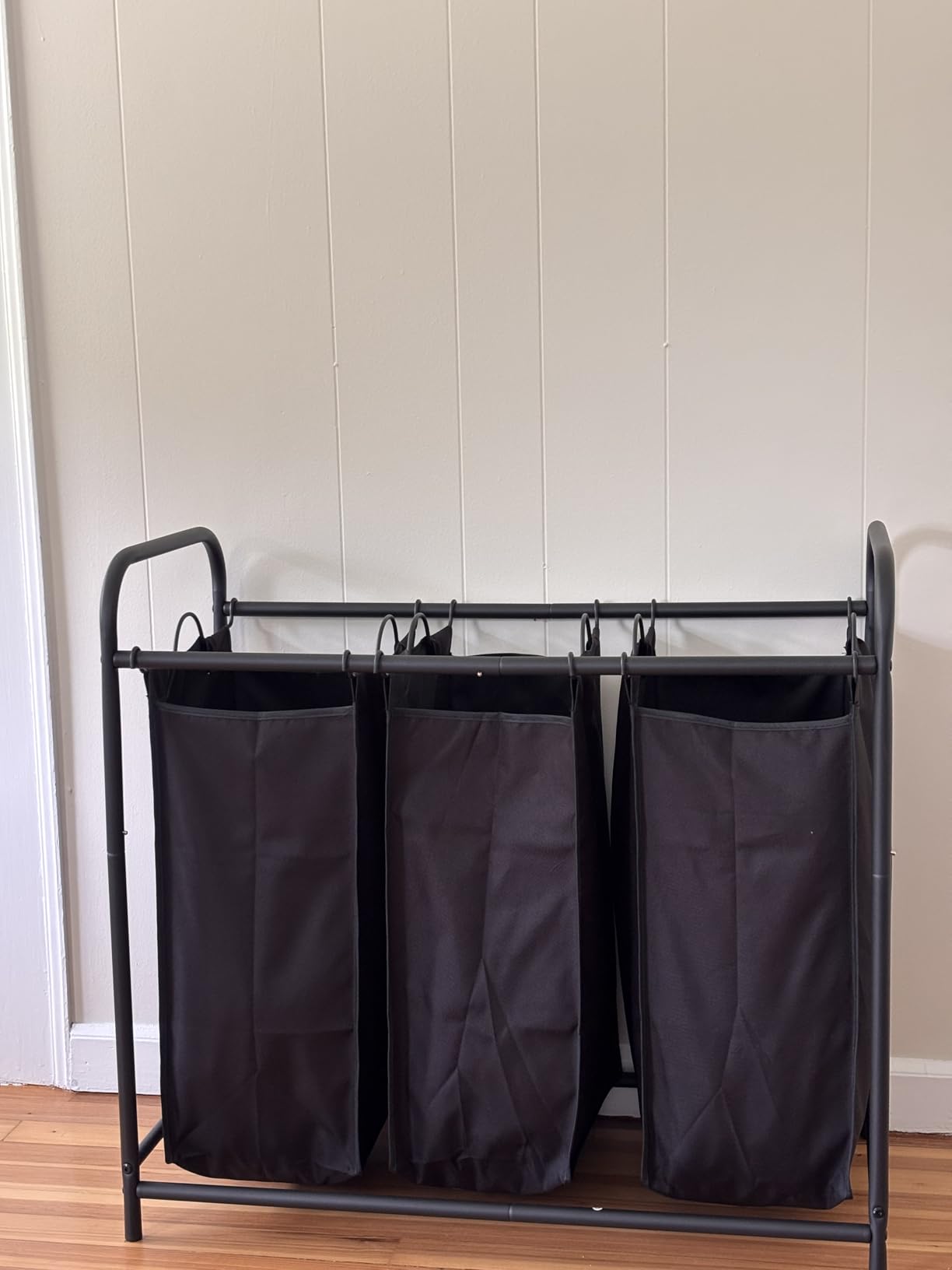 LINZINAR 3 Section Laundry Hamper, Black Laundry Basket 135L Laundry Sorter customer photo 2